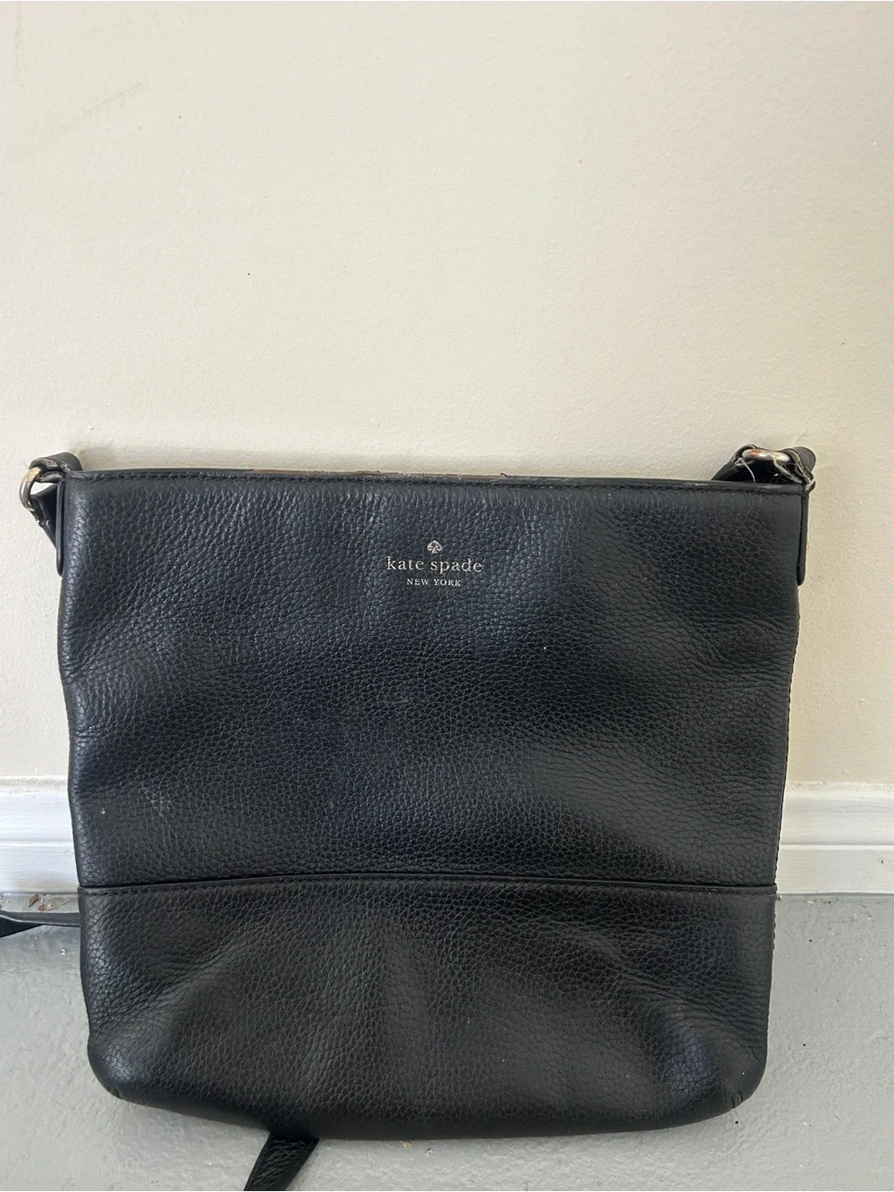 kate spade Black Pebbled Leather Messenger Bag